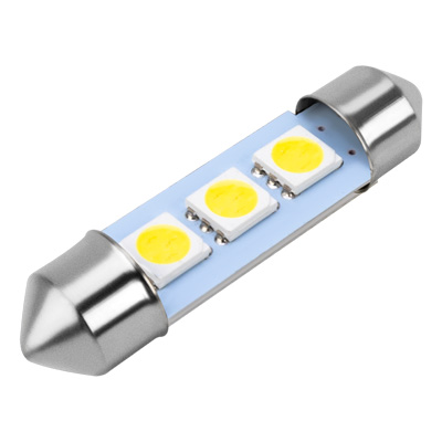 Лампа светодиодная 12V 5W салонный 39 мм белый 3 SMD 2 шт. Skyway