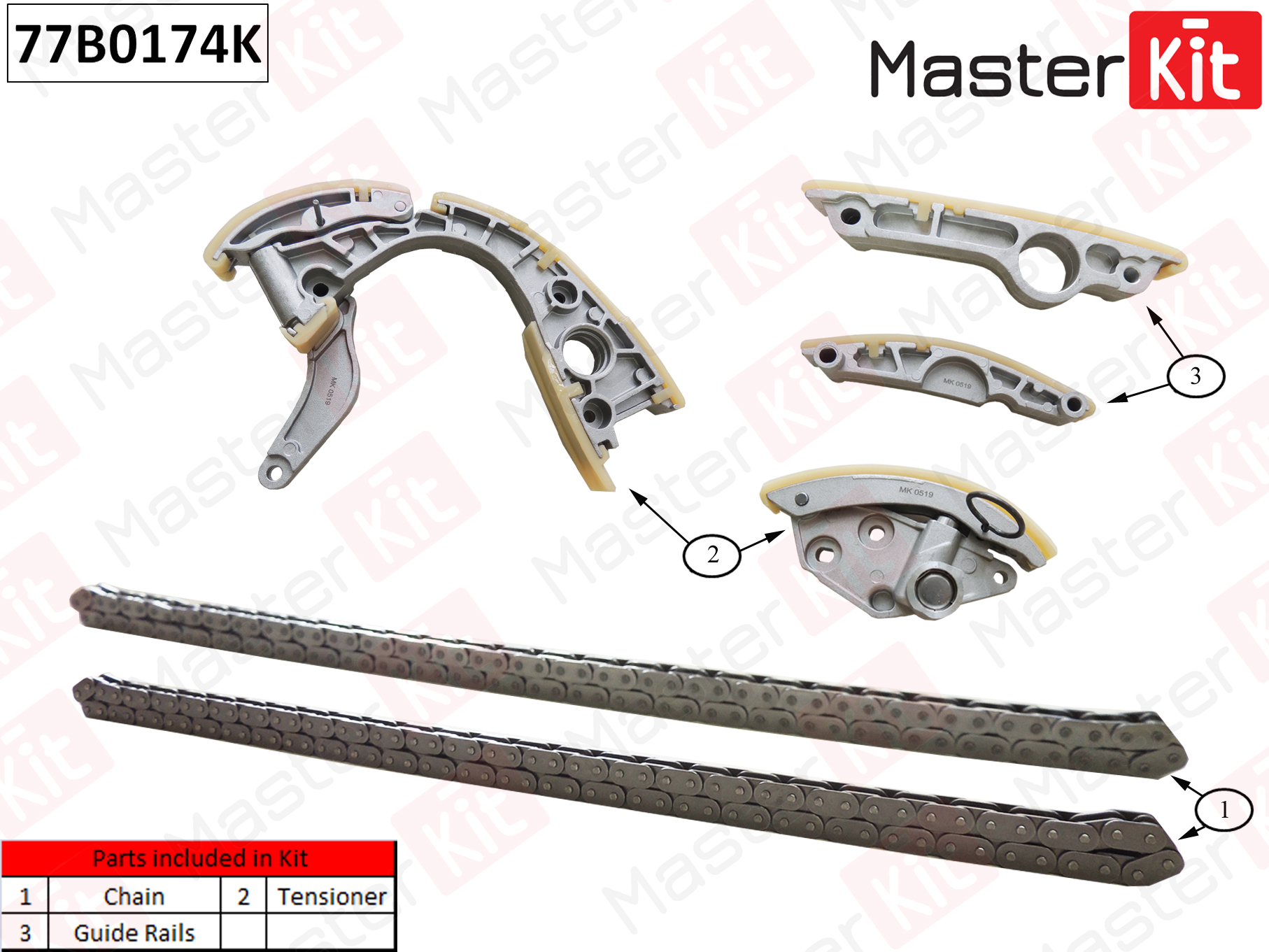 Комплект цепи ГРМ Audi A6/A8/Q7/R8 4.2 FSI CAUA/BXA/BSM/BAR 07-13 (без звездочек)