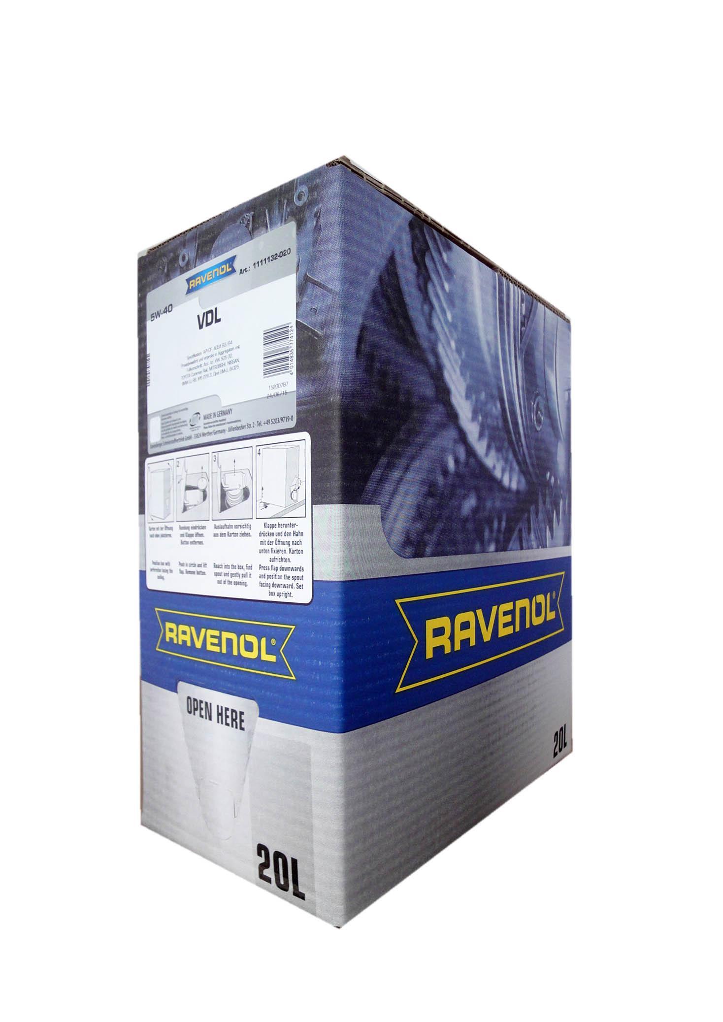 Масло моторное Ravenol 5W-40VDL B3/B4 CF синтетическое 20л экобокс / 5W40