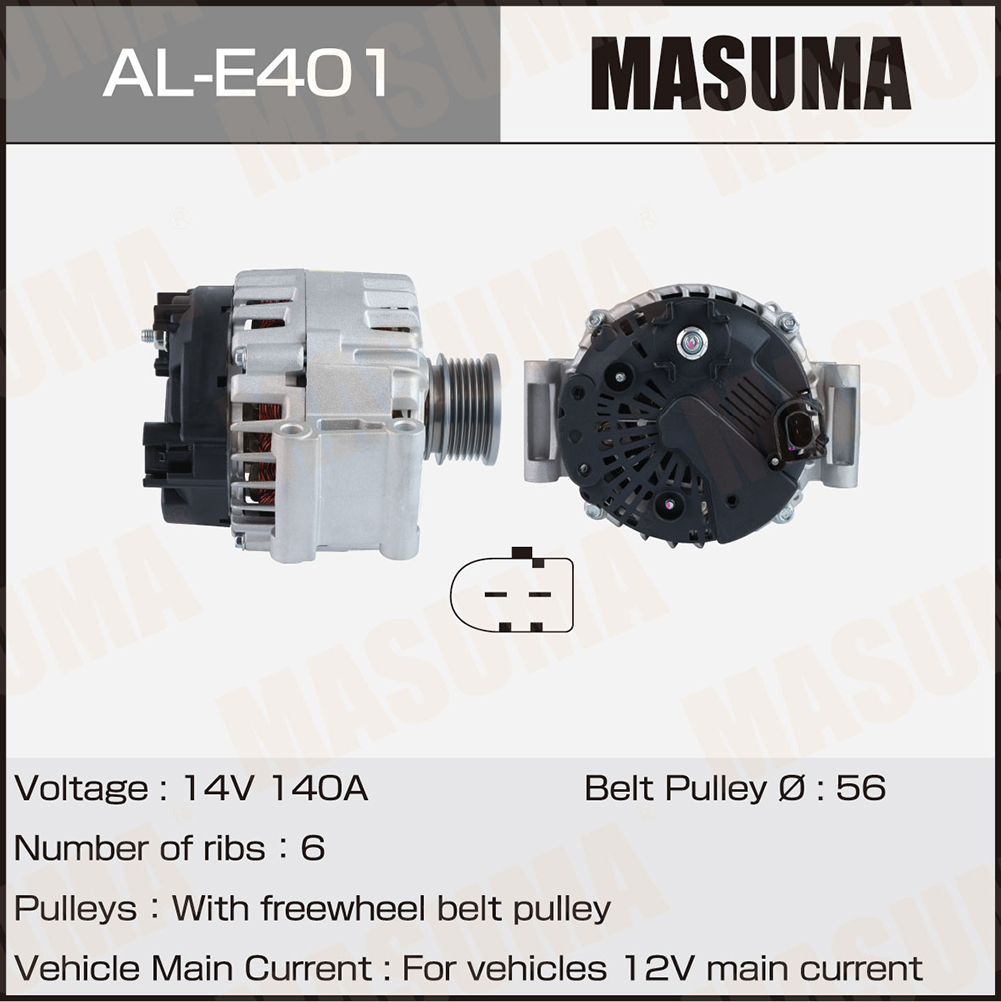 Генератор AUDI / CAWB, CCZA, BGB, BPG, BWE (14V/140A) Masuma