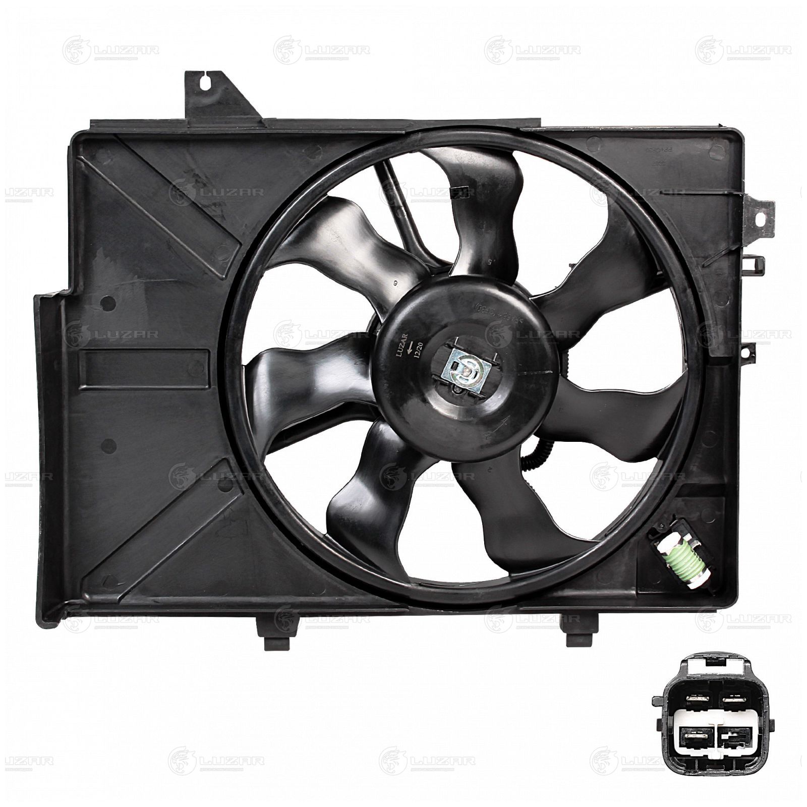 Вентилятор охлаждения двс Hyundai Getz 02- 1.3i/1.4i/1.6i с кожухом АТ A/C+ Luzar LFK0808
