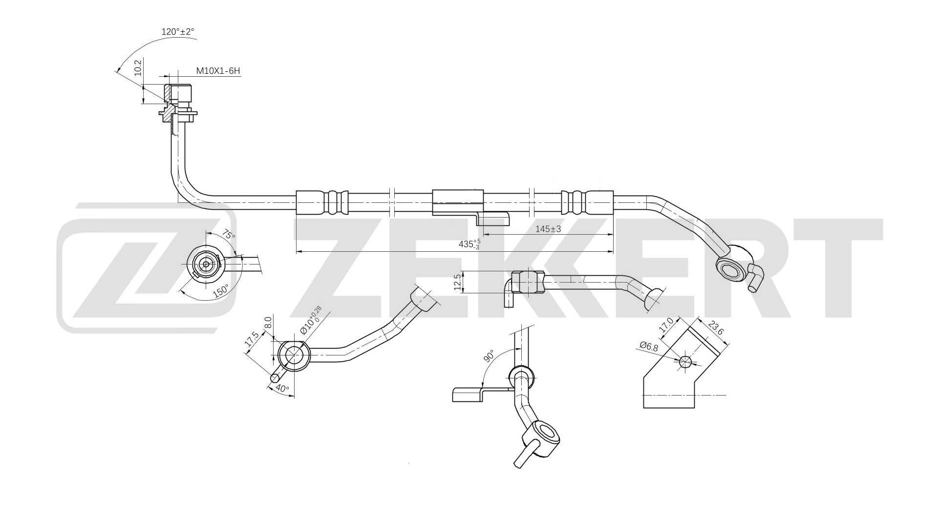 Шланг тормозной передний левый Ford Tourneo 94- Transit III-V 85-