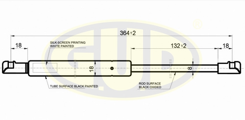 Упор багажника VOLVO S 80 05/98- 310N L=364/132MM_G.U.D