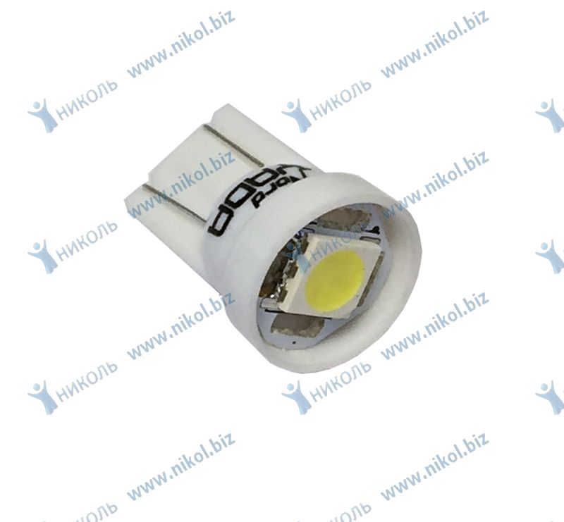 Лампа светодиод T10-1SMD (5050) 12V W5W белый 0.3W 5lm Nord YADA (крат_уп_10шт)