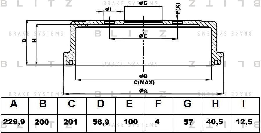 Барабан тормозной CHEVROLET Spark 10-> BLITZ