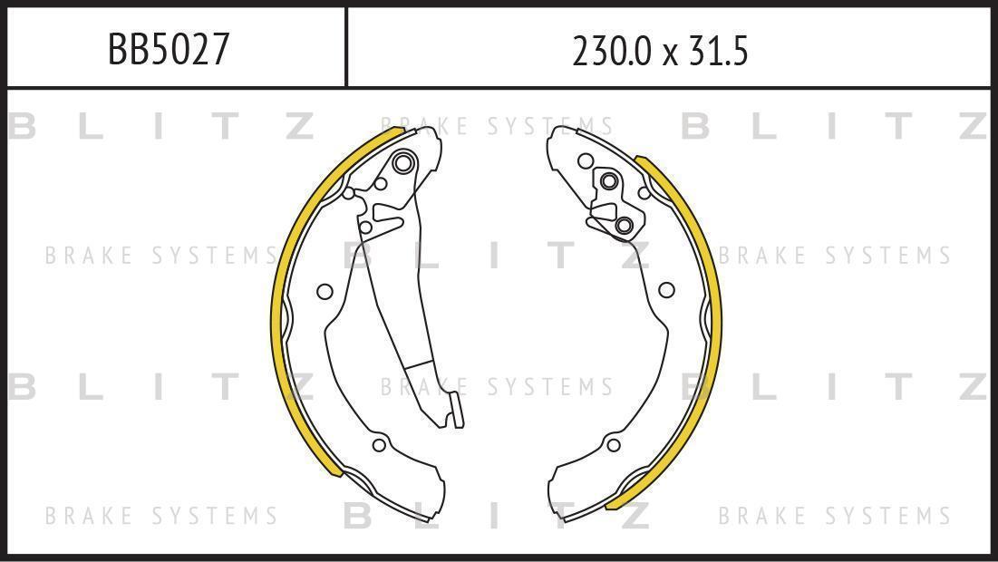 Колодки тормозные барабанные SKODA Octavia/Roomster 96-VW Caddy 96- BB5027