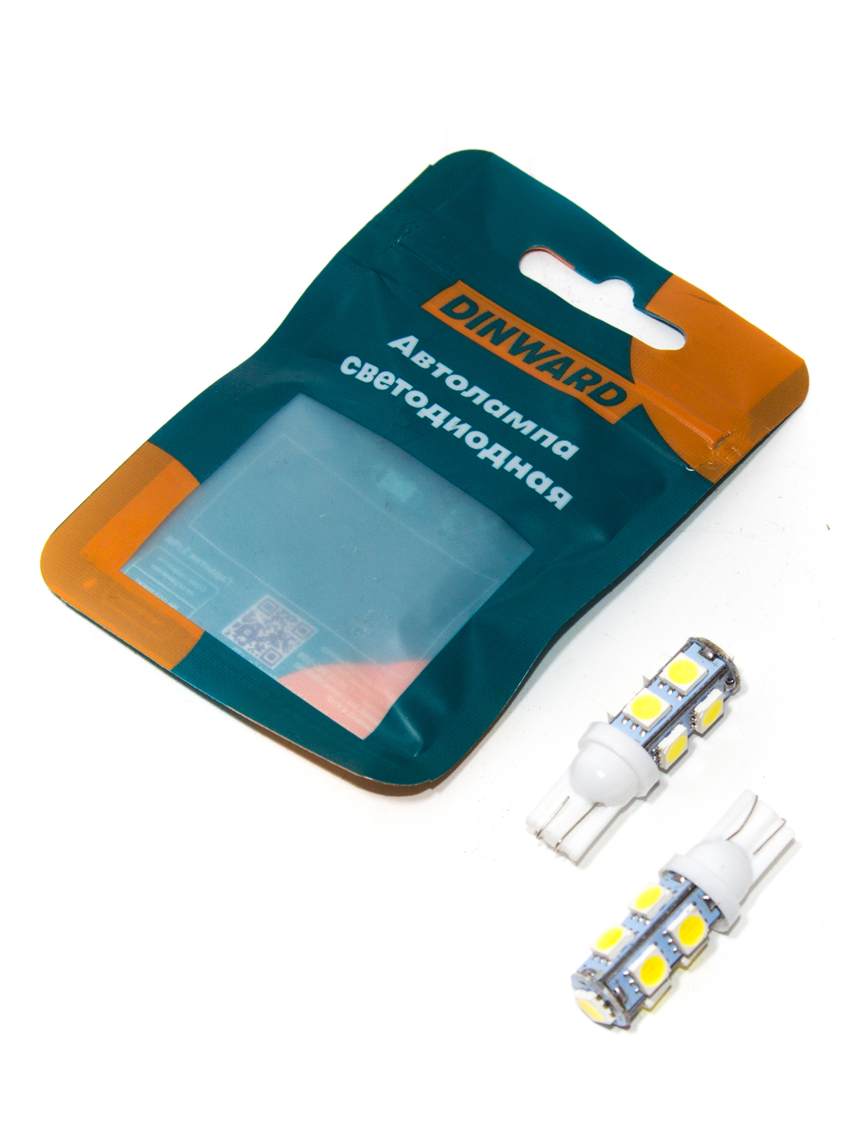 Лампа светодиод 12-5 б/ц (габарит) W2.1X9.5d бел 9SMD (5050) 3 этажа DINWARD (к-т=2шт)
