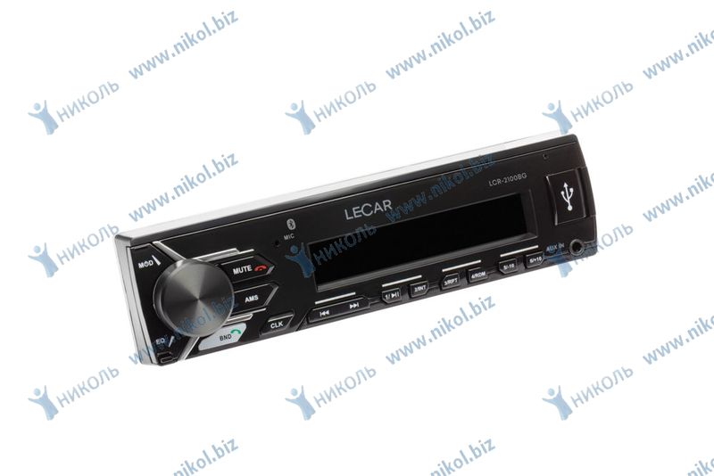 Магнитола 1DIN Bluetooth, съемная панель, подсветка клавиш зелёная LECAR
