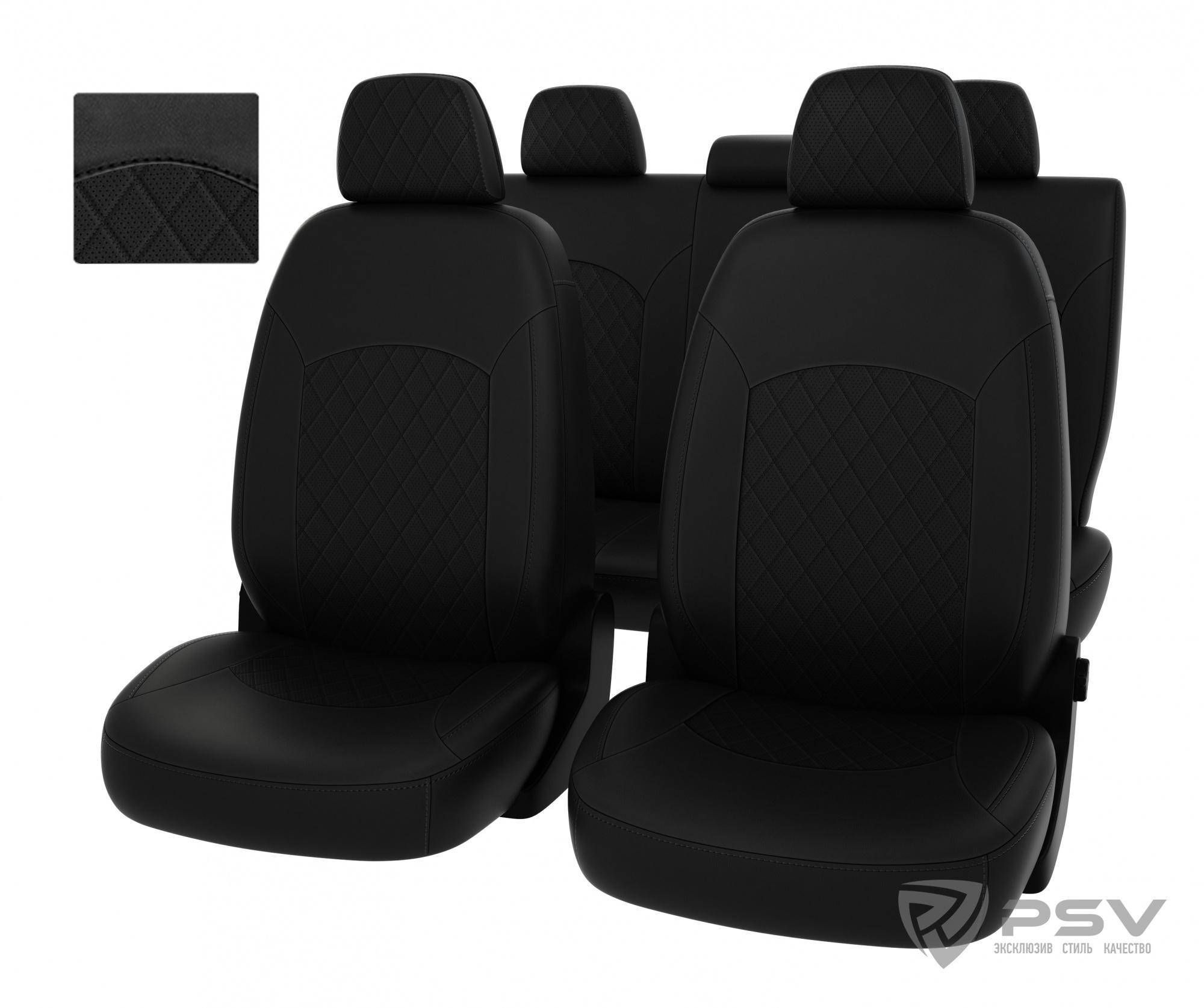 Чехлы Kia K5 20- экокожа ромб черная отстрочка черные Оригинал