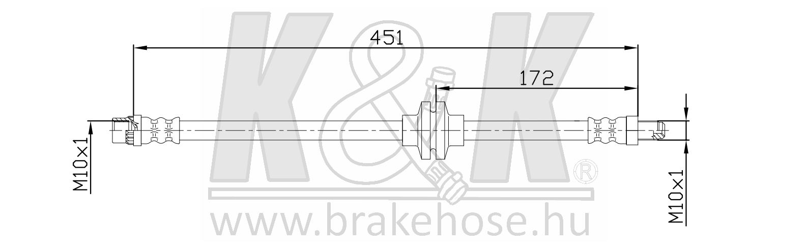 Шланг тормозной для а/м Lada X-Ray 15-; Renault Duster 10-, Sandero 14- передний (без ESP) \ K&K FT0896