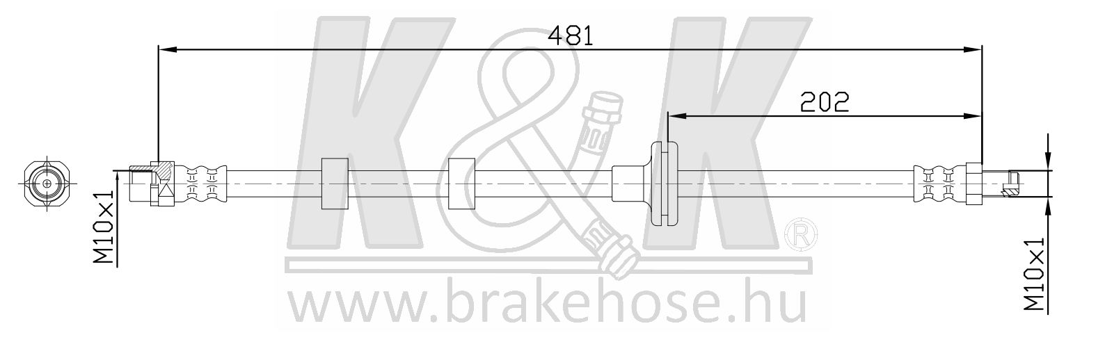 Шланг тормозной Range Rover III 02- передний \ K&K FT1202
