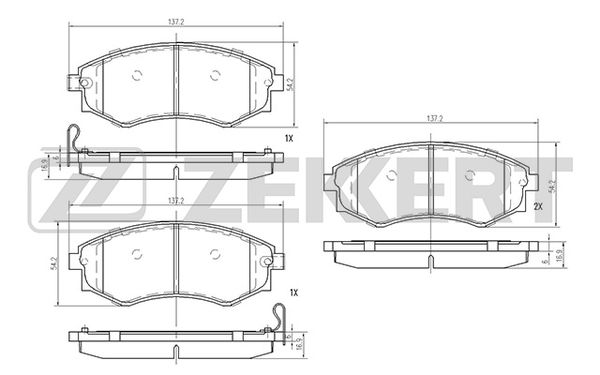 Колодки тормозные Hyundai Elantra (XD), Sonata IV (EF), Coupe (RD), Matrix передние Zekkert