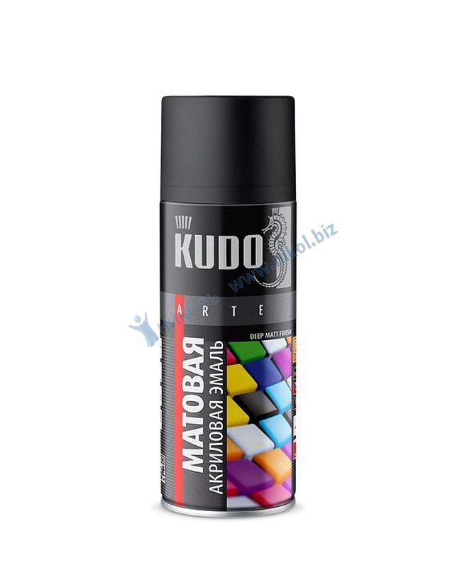 Краска аэроз черная матов (RAL 9005) KUDO (520мл) акрил