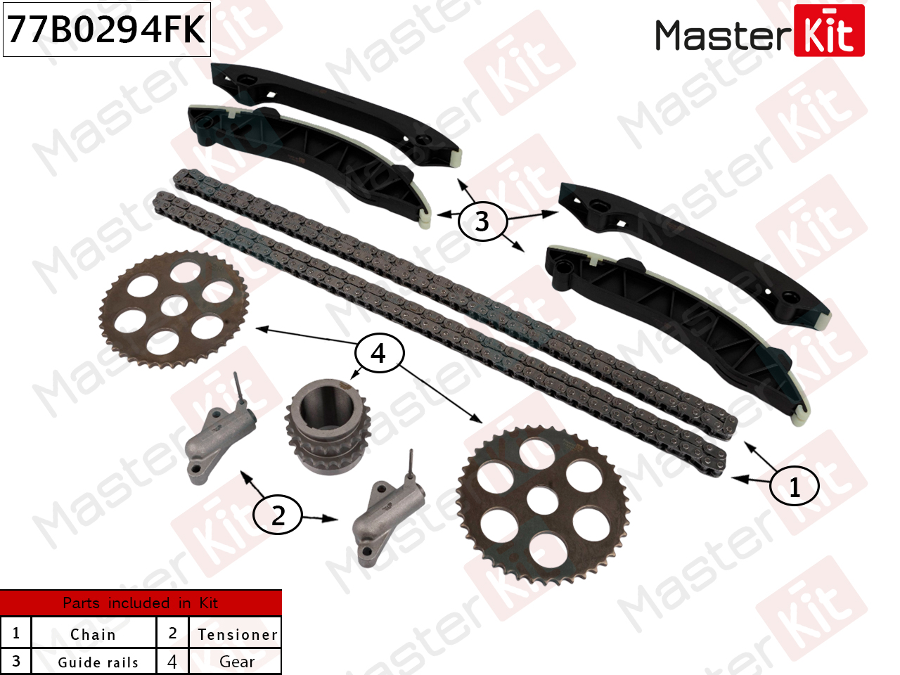 Комплект цепи ГРМ JEEP GRAND CHEROKEE IV (WK2) 10- 3.0 EXF
