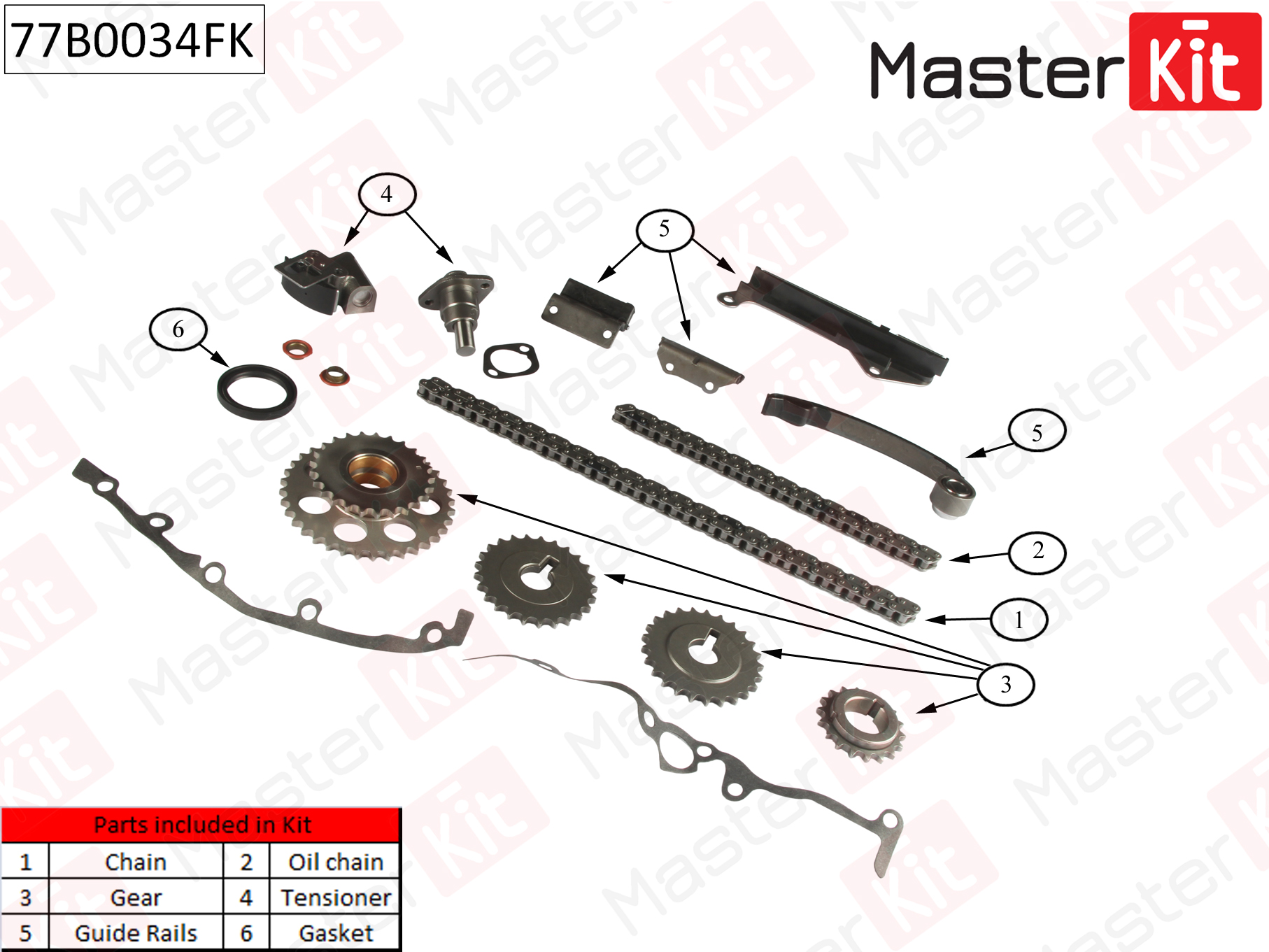 Комплект цепи ГРМ NISSAN Almera 1.6i GA14DE/GA16DE 95- MASTERKIT