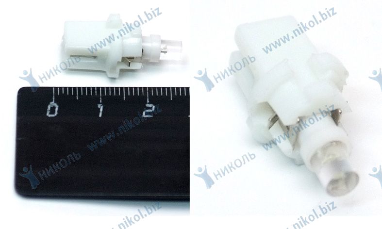 Лампа светодиодная 12V 1,2W с патроном белый 1 LED (приборная) конус 10 шт. Маяк