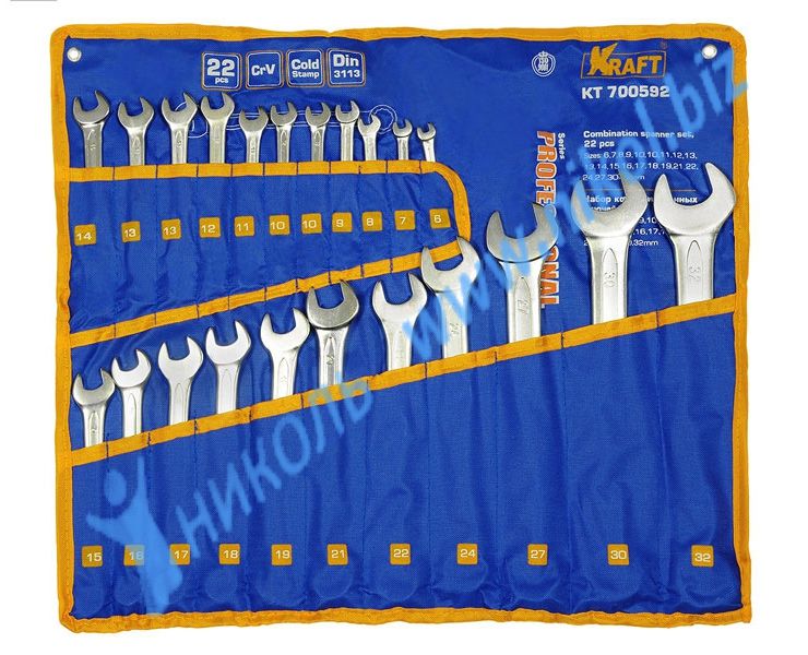 Набор ключей комбинир 22 шт (6-32мм) KRAFT в сумке