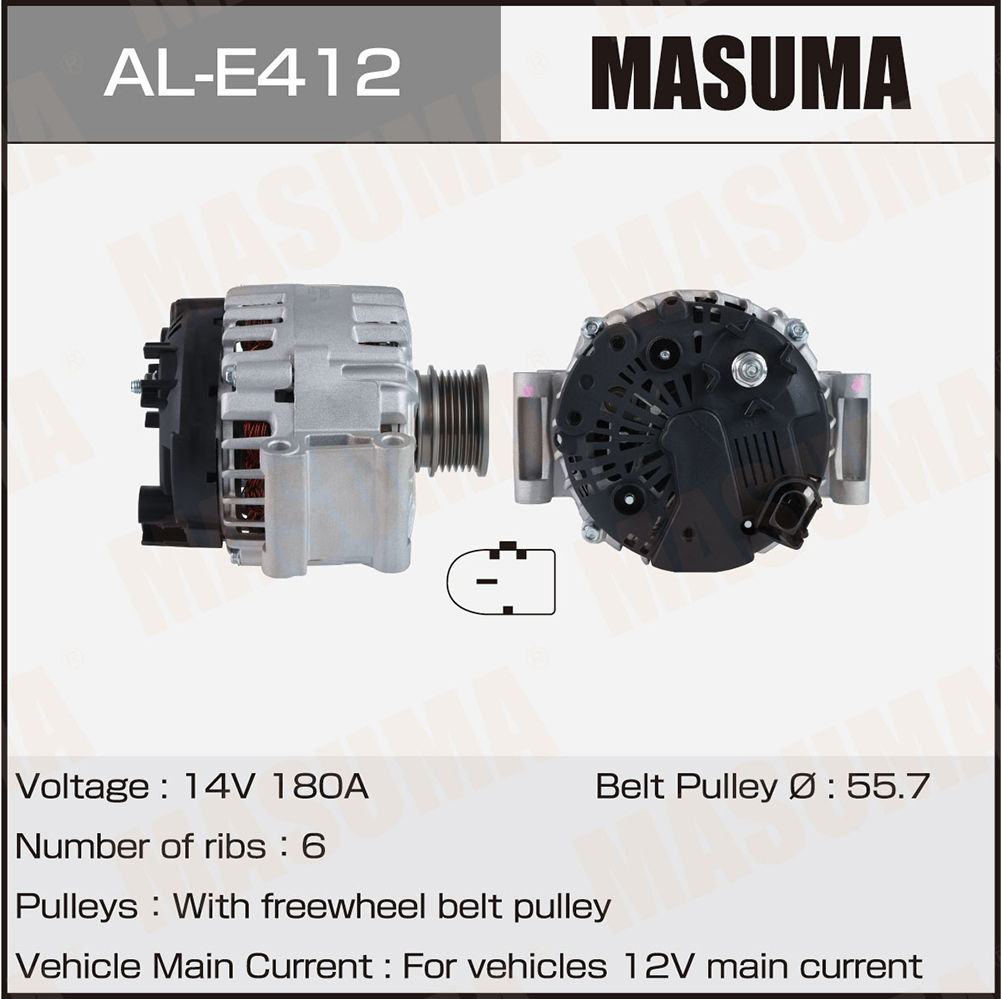 Генератор AUDI / CJXG DJHA DNUE DKZA (14V/180A) Masuma
