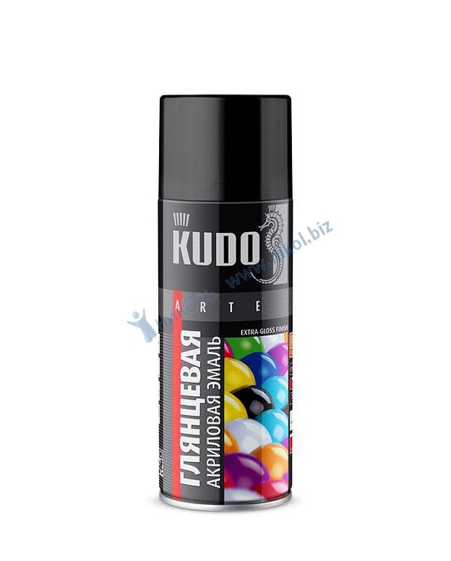 Краска аэроз черная глянц (RAL 9005) KUDO (520мл) акрил