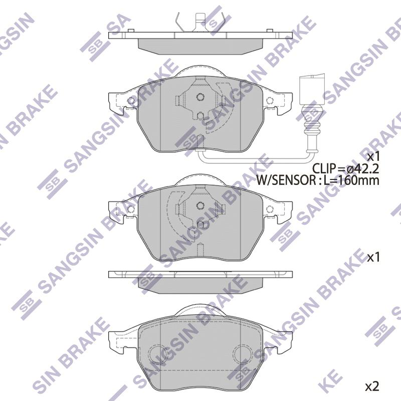 Колодки тормозные Audi A3 1.8i/1.9TDi 96-03,VW Golf IV 1.8T/2.3i 99-03 SANGSIN BRAKE