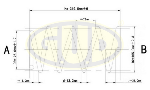 Пружина перед TOYOTA Corolla 1.4/1.6 01-04_G.U.D