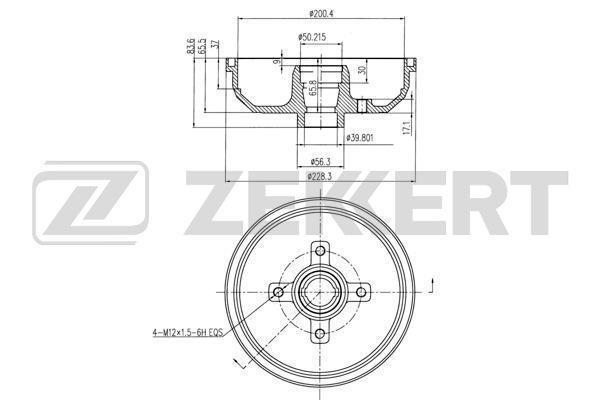 Барабан тормозной Opel Corsa A, B 82-, Tigra A 94- Zekkert