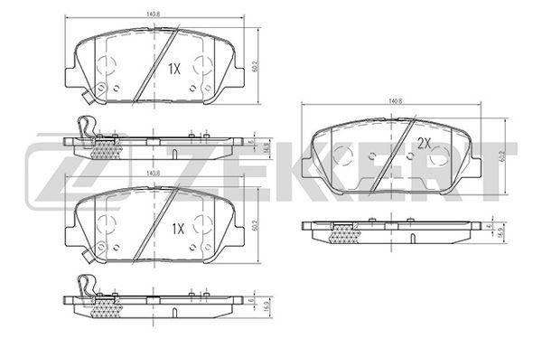 Колодки тормозные Hyundai i30 II 11-, Veloster 12-; Kia Ceed передние дисковые (GDB3582) Zekkert