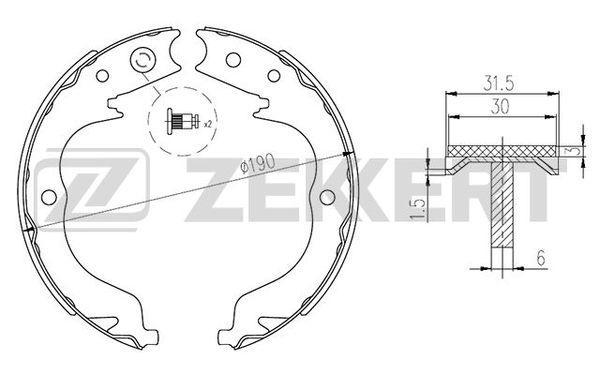 Колодки тормозные MMC Outlander 07-12; Subaru Forester 07-, Impreza 07- задние барабанные Zekkert