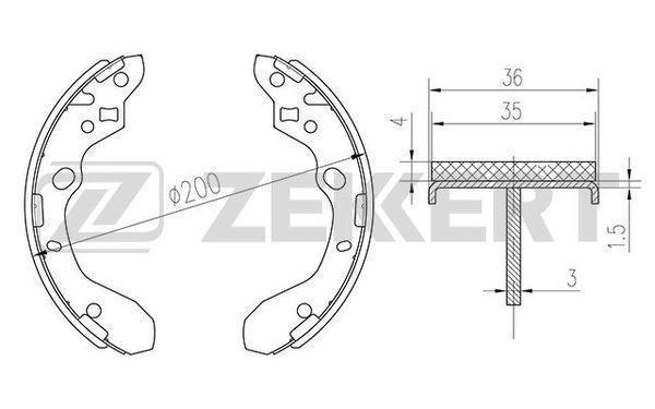 Колодки тормозные Mazda 323 VI 98- задние барабанные (GS8661) Zekkert