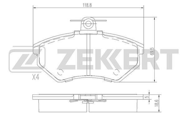 Колодки тормозные Audi 80 IV, V 86-, 90 I, II 84-, A4 94-, VW Golf II передние дисковые (GDB826) Zekkert