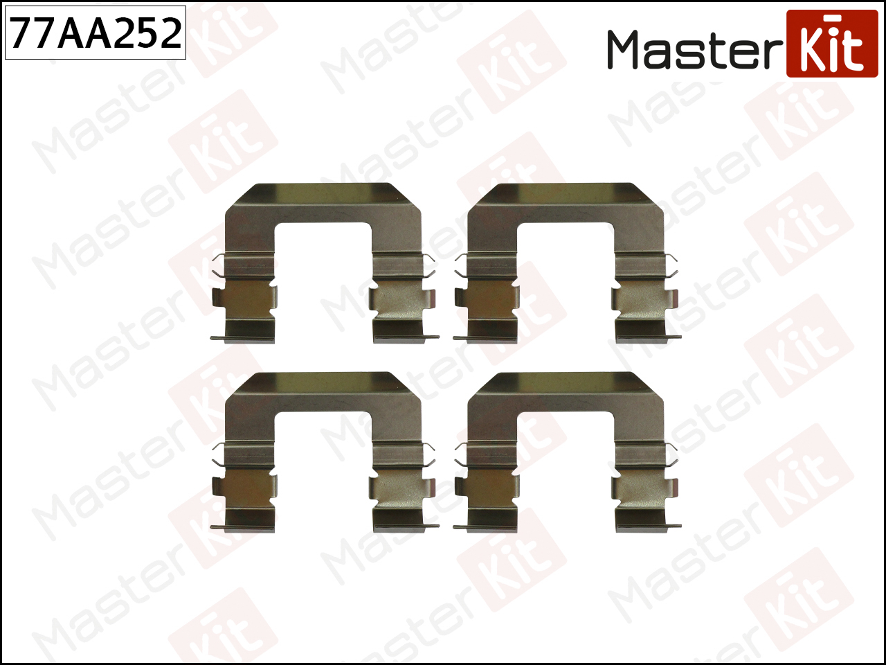 Комплект установочный тормозных колодок MASTERKIT 77AA252 HYUNDAI COUPE 03-98->08-09, SONATA 10-01->1