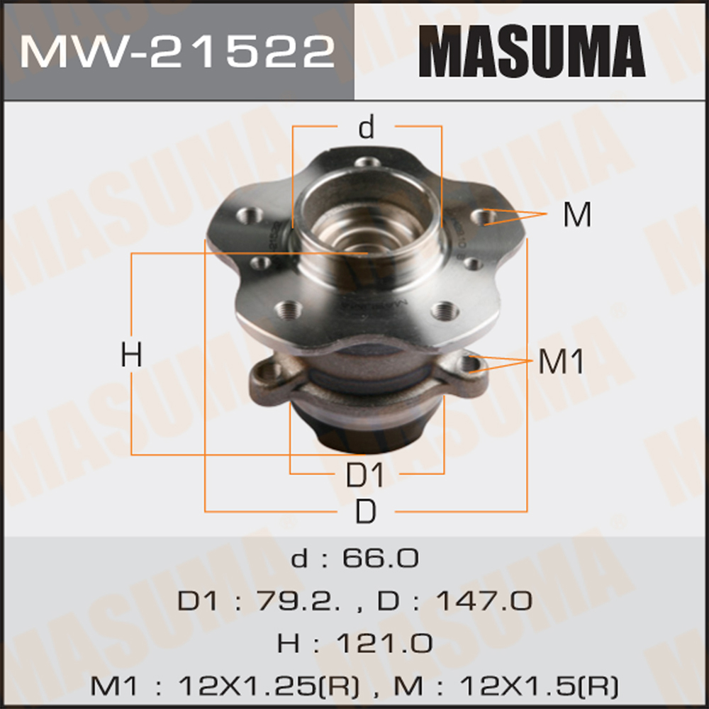 Ступица Nissan Qashqai (J11) 13- задняя (+ABS) MASUMA
