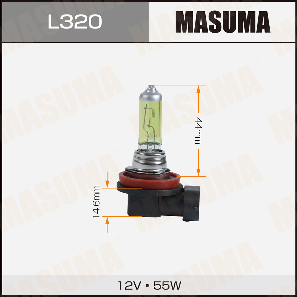 Лампа галоген H11 12V 55W YELLOW Masuma