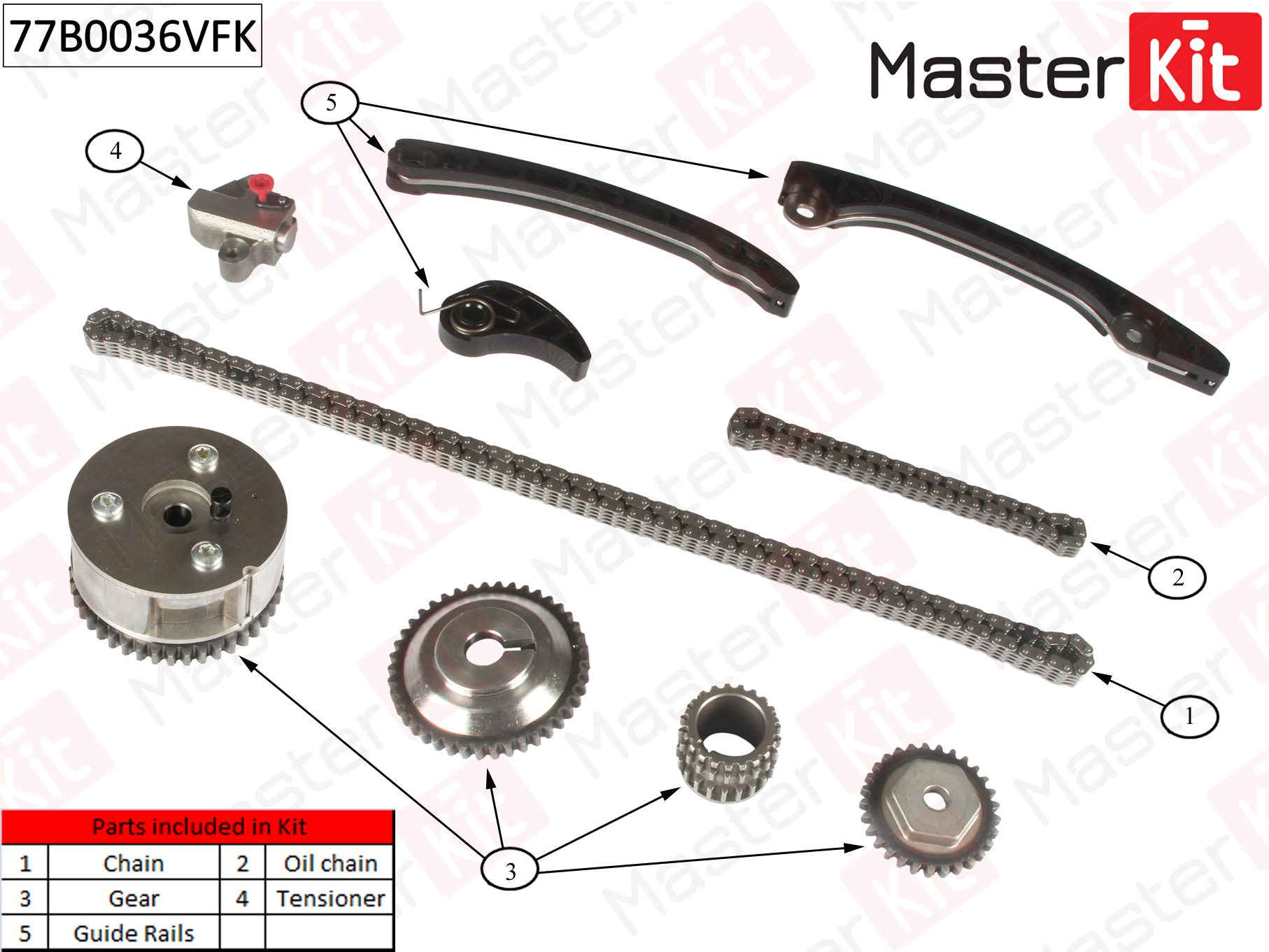 Комплект цепи ГРМ NISSAN 1.6i HR16DE 10- MASTERKIT Full