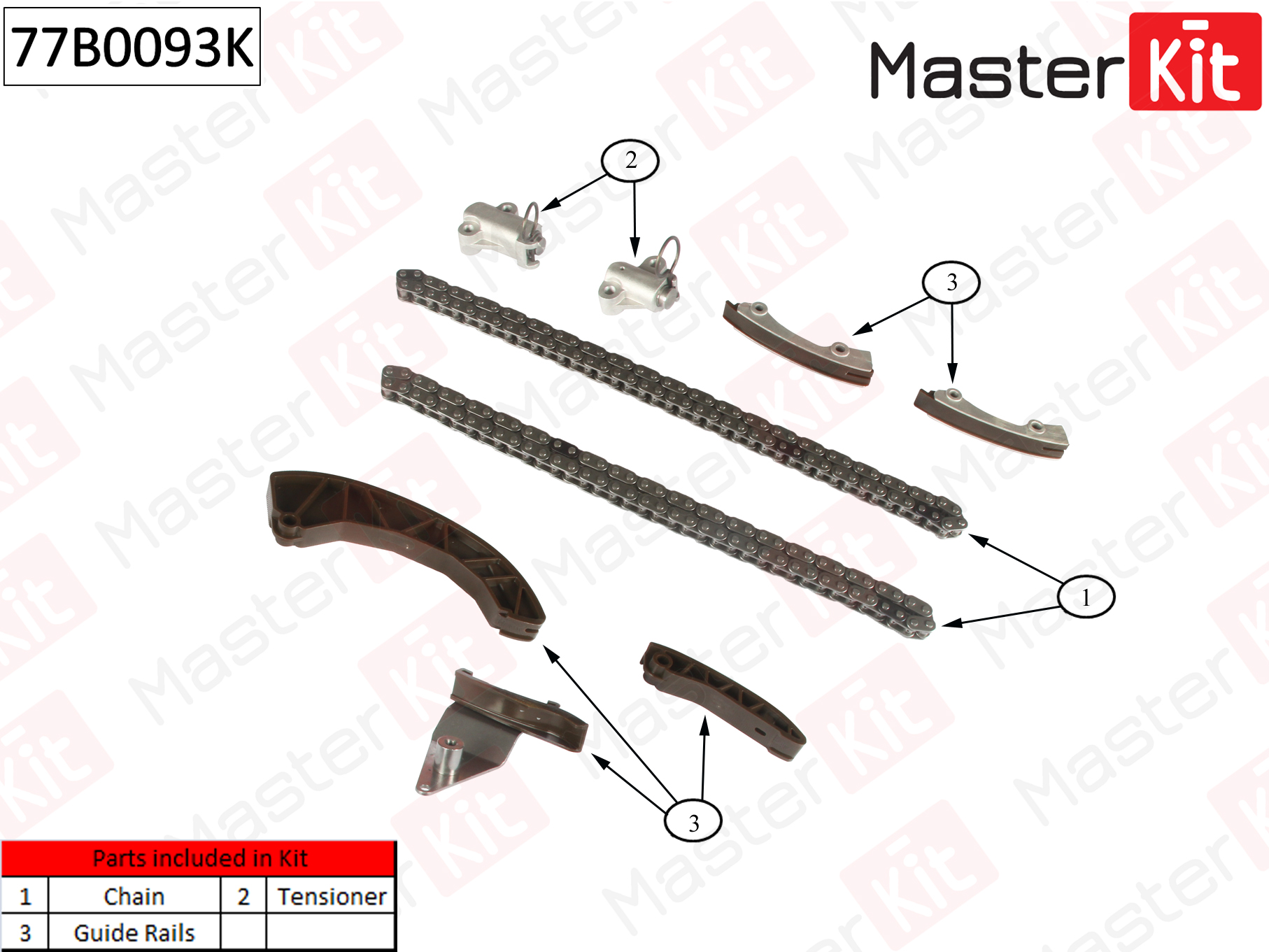 Комплект цепи ГРМ Hyundai/Kia Getz,Ceed,Rio,i30,D3FA,D4FA,D4FB 05-12 MASTERKIT