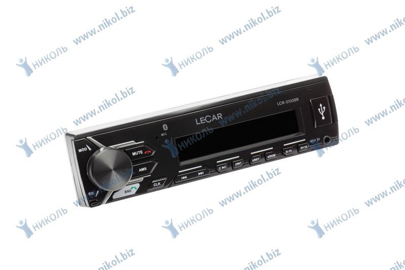Магнитола 1DIN Bluetooth, съемная панель, подсветка клавиш красная LECAR