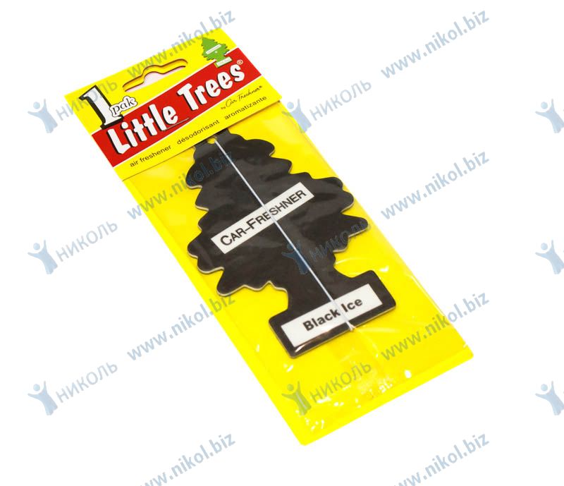 Освежитель подвесной Little Trees елка черный лед (картон)