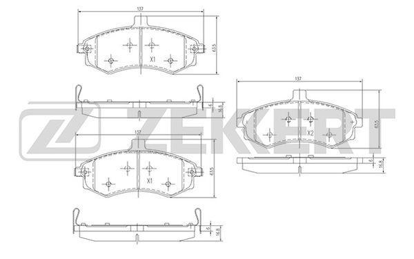Колодки тормозные Hyundai Elantra (XD) 00-, Matrix (FC) 01- передние Zekkert