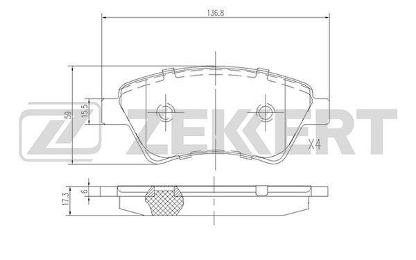Колодки тормозные Renault Grand Scenic II 04-, Kangoo 01- передние дисковые (GDB1552) Zekkert