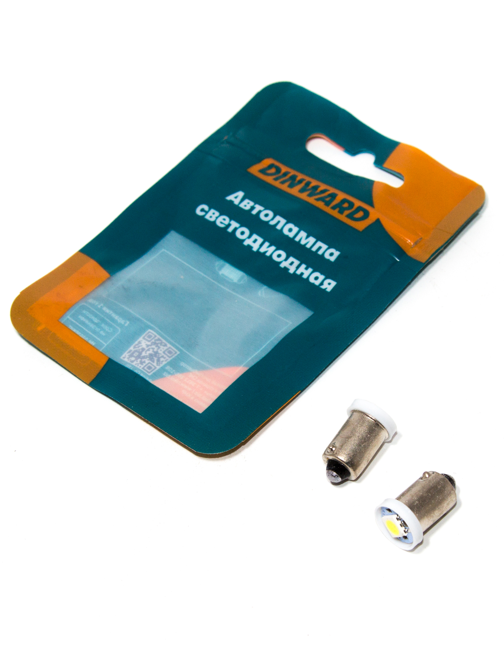 Лампа светодиод 12-4 (габарит) белая 1SMD (5050) DINWARD BA9s (к-т=2шт)