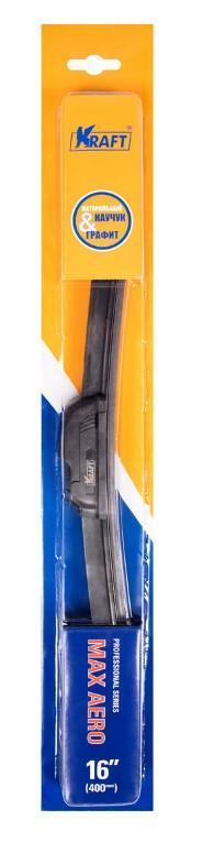 Щетка стеклоочистителя бескаркасная Kraft 16"/400 мм 2 переходника KT 830011