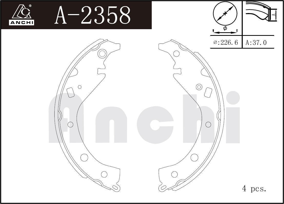 Колодки тормозные Toyota Noah 01-, Voxy 01-, Esquire 14- барабанные \ ANCHI A2358