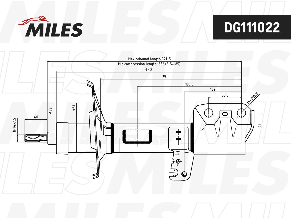 Амортизатор MILES TOYOTA Corolla Fielder 4WD пер.лев. / KYB 3340179