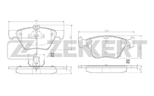 Колодки тормозные Chrysler Crossfire 03-; MB CLK (208) 97- передние дисковые (GDB1215) Zekkert