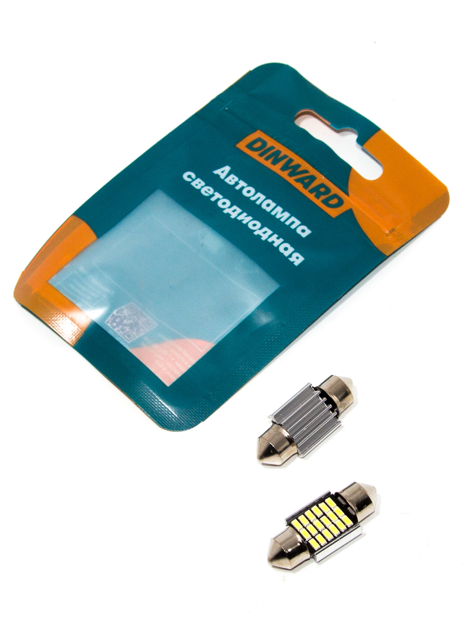 Лампа светодиод (салон) 31 мм белая 12 АС-18SMD SV8.5 DINWARD (к-т=2шт)