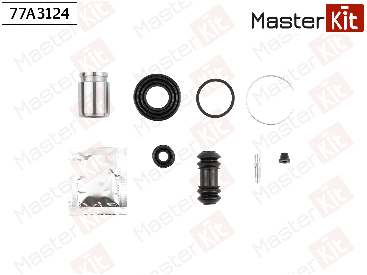 Ремк-т суппорта MASTERKIT + поршень TOYOTA CORONA 01-88->, CARINA II 01-87->01-92