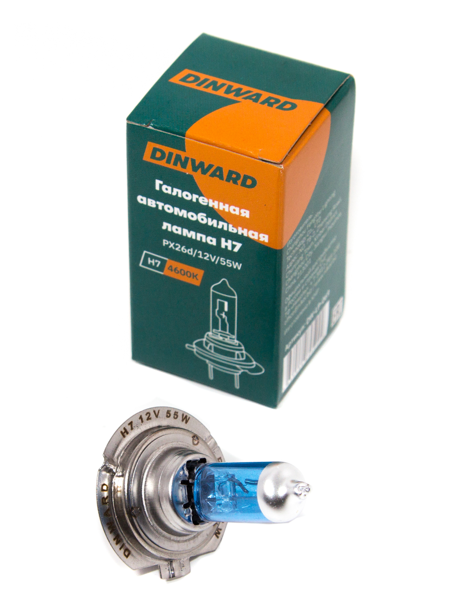 Лампа H7 12 V 55 (PX26d) DINWARD Super White голубая в уп.