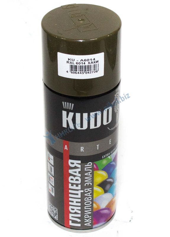 Краска аэроз хаки глянц (RAL 6014) KUDO (520мл) акрил
