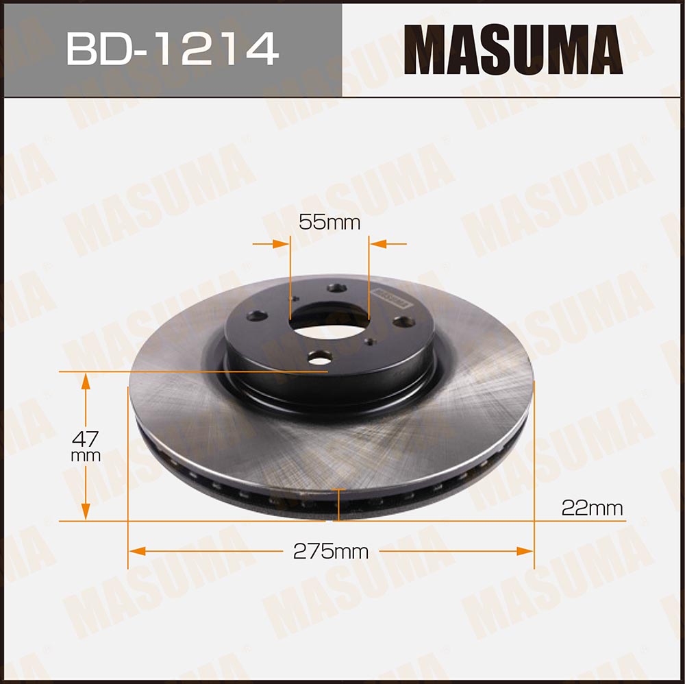 Диск тормозной Toyota COROLLA AXIO, FIELDER/ NZE14# передний Masuma