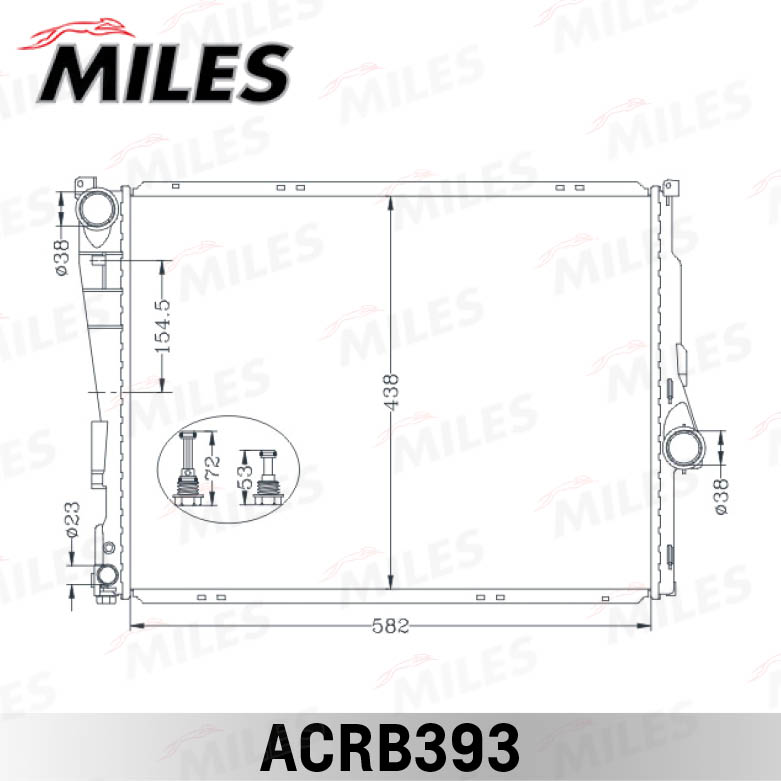 Радиатор MILES BMW E46 1.6-3.0/2.0D/3.0D -A/C 98-